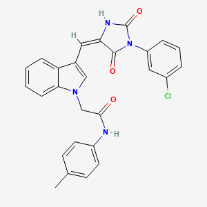 2-(3-{(E)-[1-(3-chlorophenyl)-2,5-dioxoimidazolidin-4-ylidene]methyl}-1H-indol-1-yl)-N-(4-methylphenyl)acetamide