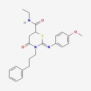 (2Z)-N-ethyl-2-[(4-methoxyphenyl)imino]-4-oxo-3-(3-phenylpropyl)-1,3-thiazinane-6-carboxamide