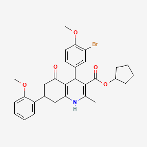 Cyclopentyl 4-(3-bromo-4-methoxyphenyl)-7-(2-methoxyphenyl)-2-methyl-5-oxo-1,4,5,6,7,8-hexahydroquinoline-3-carboxylate