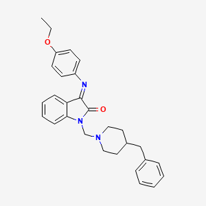 (3E)-1-[(4-Benzylpiperidin-1-YL)methyl]-3-[(4-ethoxyphenyl)imino]-2,3-dihydro-1H-indol-2-one