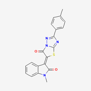 (3Z)-1-Methyl-3-(2-(4-methylphenyl)-6-oxo[1,3]thiazolo[3,2-B][1,2,4]triazol-5(6H)-ylidene)-1,3-dihydro-2H-indol-2-one