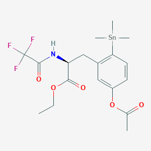 molecular formula C18H24F3NO5Sn B115997 ethyl (2S)-3-(5-acetyloxy-2-trimethylstannylphenyl)-2-[(2,2,2-trifluoroacetyl)amino]propanoate CAS No. 148613-10-9