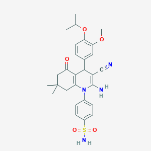 4-{2-amino-3-cyano-4-[3-methoxy-4-(propan-2-yloxy)phenyl]-7,7-dimethyl-5-oxo-5,6,7,8-tetrahydroquinolin-1(4H)-yl}benzenesulfonamide