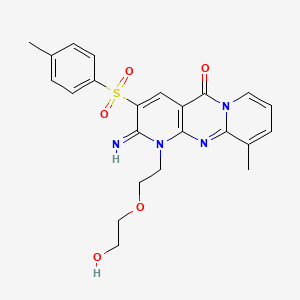 7-[2-(2-hydroxyethoxy)ethyl]-6-imino-11-methyl-5-(4-methylphenyl)sulfonyl-1,7,9-triazatricyclo[8.4.0.03,8]tetradeca-3(8),4,9,11,13-pentaen-2-one