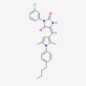 (5E)-5-{[1-(4-butylphenyl)-2,5-dimethyl-1H-pyrrol-3-yl]methylidene}-3-(3-chlorophenyl)imidazolidine-2,4-dione