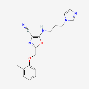 5-{[3-(1H-imidazol-1-yl)propyl]amino}-2-[(2-methylphenoxy)methyl]-1,3-oxazole-4-carbonitrile