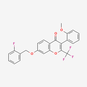 7-[(2-fluorobenzyl)oxy]-3-(2-methoxyphenyl)-2-(trifluoromethyl)-4H-chromen-4-one