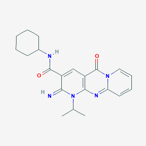 N-cyclohexyl-6-imino-2-oxo-7-propan-2-yl-1,7,9-triazatricyclo[8.4.0.03,8]tetradeca-3(8),4,9,11,13-pentaene-5-carboxamide