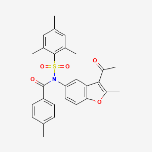 N-(3-acetyl-2-methyl-1-benzofuran-5-yl)-4-methyl-N-(2,4,6-trimethylbenzenesulfonyl)benzamide