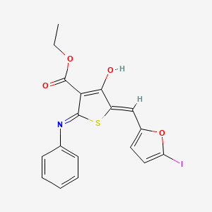 ethyl (5Z)-5-[(5-iodofuran-2-yl)methylidene]-4-oxo-2-(phenylamino)-4,5-dihydrothiophene-3-carboxylate