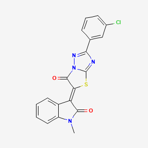 molecular formula C19H11ClN4O2S B11599901 (3Z)-3-[2-(3-chlorophenyl)-6-oxo[1,3]thiazolo[3,2-b][1,2,4]triazol-5(6H)-ylidene]-1-methyl-1,3-dihydro-2H-indol-2-one 