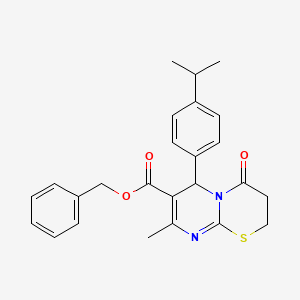 benzyl 8-methyl-4-oxo-6-[4-(propan-2-yl)phenyl]-3,4-dihydro-2H,6H-pyrimido[2,1-b][1,3]thiazine-7-carboxylate