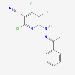 2,4,5-trichloro-6-[(2E)-2-(1-phenylethylidene)hydrazinyl]pyridine-3-carbonitrile