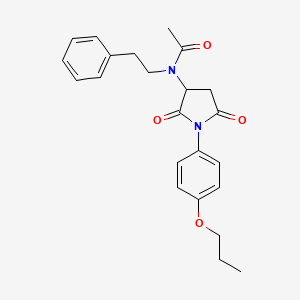 molecular formula C23H26N2O4 B11600023 N-[2,5-dioxo-1-(4-propoxyphenyl)pyrrolidin-3-yl]-N-(2-phenylethyl)acetamide 