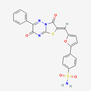 4-{5-[(Z)-(3,7-dioxo-6-phenyl-7H-[1,3]thiazolo[3,2-b][1,2,4]triazin-2(3H)-ylidene)methyl]furan-2-yl}benzenesulfonamide