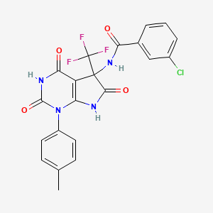 3-chloro-N-[1-(4-methylphenyl)-2,4,6-trioxo-5-(trifluoromethyl)-2,3,4,5,6,7-hexahydro-1H-pyrrolo[2,3-d]pyrimidin-5-yl]benzamide