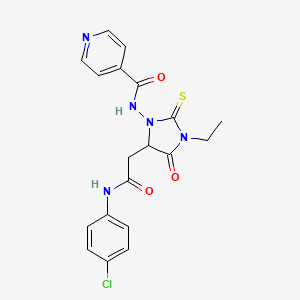 N-(5-{2-[(4-chlorophenyl)amino]-2-oxoethyl}-3-ethyl-4-oxo-2-thioxoimidazolidin-1-yl)pyridine-4-carboxamide