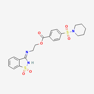 2-[(1,1-Dioxo-1,2-benzothiazol-3-yl)amino]ethyl 4-piperidin-1-ylsulfonylbenzoate