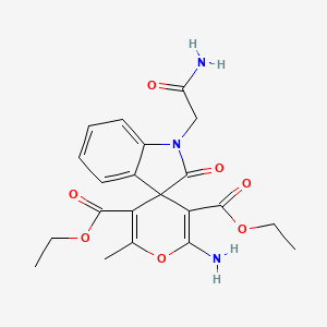 3',5'-Diethyl 2'-amino-1-(carbamoylmethyl)-6'-methyl-2-oxo-1,2-dihydrospiro[indole-3,4'-pyran]-3',5'-dicarboxylate