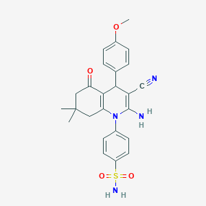 4-[2-amino-3-cyano-4-(4-methoxyphenyl)-7,7-dimethyl-5-oxo-5,6,7,8-tetrahydroquinolin-1(4H)-yl]benzenesulfonamide