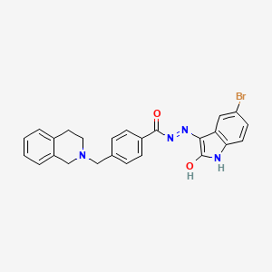 N'-[(3Z)-5-bromo-2-oxo-1,2-dihydro-3H-indol-3-ylidene]-4-(3,4-dihydroisoquinolin-2(1H)-ylmethyl)benzohydrazide