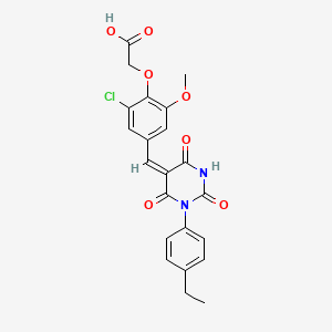 (2-chloro-4-{(E)-[1-(4-ethylphenyl)-2,4,6-trioxotetrahydropyrimidin-5(2H)-ylidene]methyl}-6-methoxyphenoxy)acetic acid