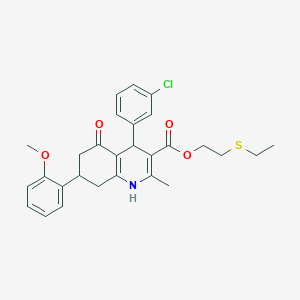 2-(Ethylsulfanyl)ethyl 4-(3-chlorophenyl)-7-(2-methoxyphenyl)-2-methyl-5-oxo-1,4,5,6,7,8-hexahydroquinoline-3-carboxylate