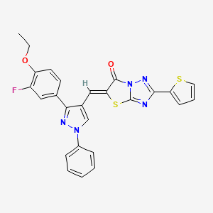 (5Z)-5-{[3-(4-ethoxy-3-fluorophenyl)-1-phenyl-1H-pyrazol-4-yl]methylidene}-2-(thiophen-2-yl)[1,3]thiazolo[3,2-b][1,2,4]triazol-6(5H)-one