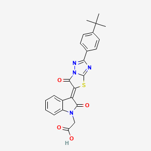 {(3Z)-3-[2-(4-tert-butylphenyl)-6-oxo[1,3]thiazolo[3,2-b][1,2,4]triazol-5(6H)-ylidene]-2-oxo-2,3-dihydro-1H-indol-1-yl}acetic acid