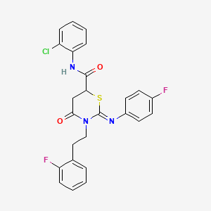 molecular formula C25H20ClF2N3O2S B11600800 (2Z)-N-(2-chlorophenyl)-3-[2-(2-fluorophenyl)ethyl]-2-[(4-fluorophenyl)imino]-4-oxo-1,3-thiazinane-6-carboxamide 