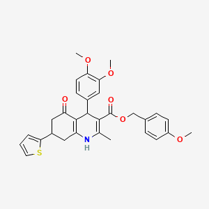 molecular formula C31H31NO6S B11600830 4-Methoxybenzyl 4-(3,4-dimethoxyphenyl)-2-methyl-5-oxo-7-(thiophen-2-yl)-1,4,5,6,7,8-hexahydroquinoline-3-carboxylate 