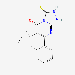 6,6-diethyl-9-sulfanyl-6,12-dihydrobenzo[h][1,2,4]triazolo[3,4-b]quinazolin-7(5H)-one