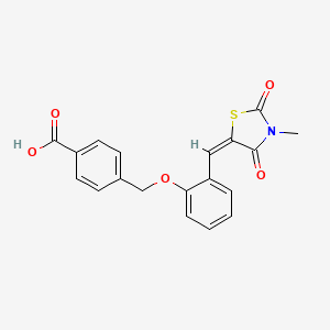 4-({2-[(E)-(3-methyl-2,4-dioxo-1,3-thiazolidin-5-ylidene)methyl]phenoxy}methyl)benzoic acid