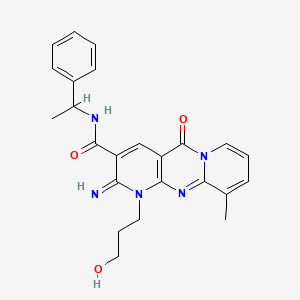 7-(3-hydroxypropyl)-6-imino-11-methyl-2-oxo-N-(1-phenylethyl)-1,7,9-triazatricyclo[8.4.0.03,8]tetradeca-3(8),4,9,11,13-pentaene-5-carboxamide