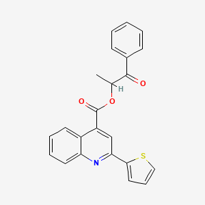 molecular formula C23H17NO3S B11600861 1-Oxo-1-phenylpropan-2-yl 2-(thiophen-2-yl)quinoline-4-carboxylate 