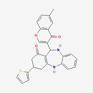 11-(6-methyl-4-oxo-4H-chromen-3-yl)-3-(2-thienyl)-2,3,4,5,10,11-hexahydro-1H-dibenzo[b,e][1,4]diazepin-1-one