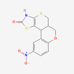 4-nitro-8-oxa-12,16-dithia-14-azatetracyclo[8.7.0.02,7.013,17]heptadeca-2(7),3,5,13(17)-tetraen-15-one