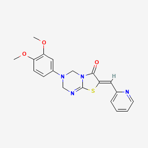 (7Z)-3-(3,4-dimethoxyphenyl)-7-(pyridin-2-ylmethylidene)-3,4-dihydro-2H-[1,3]thiazolo[3,2-a][1,3,5]triazin-6(7H)-one