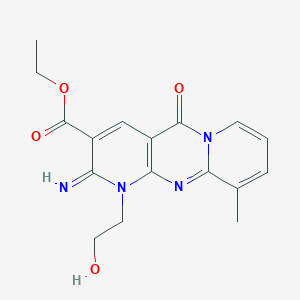 ethyl 7-(2-hydroxyethyl)-6-imino-11-methyl-2-oxo-1,7,9-triazatricyclo[8.4.0.03,8]tetradeca-3(8),4,9,11,13-pentaene-5-carboxylate