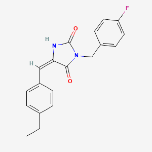 molecular formula C19H17FN2O2 B11600977 (5E)-5-(4-ethylbenzylidene)-3-(4-fluorobenzyl)imidazolidine-2,4-dione 