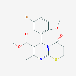 molecular formula C17H17BrN2O4S B11601053 methyl 6-(5-bromo-2-methoxyphenyl)-8-methyl-4-oxo-3,4-dihydro-2H,6H-pyrimido[2,1-b][1,3]thiazine-7-carboxylate CAS No. 609794-72-1