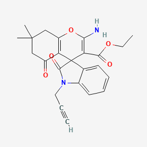 Ethyl 2-amino-7,7-dimethyl-2',5-dioxo-1'-(prop-2-yn-1-yl)-1',2',5,6,7,8-hexahydrospiro[chromene-4,3'-indole]-3-carboxylate