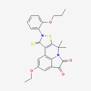 2-ethoxy-7,7-dimethyl-9-(2-propoxyphenyl)-10-thioxo-9,10-dihydro-7H-isothiazolo[5,4-c]pyrrolo[3,2,1-ij]quinoline-4,5-dione