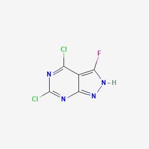 molecular formula C₅HCl₂FN₄ B1160145 4,6-Dichloro-3-fluoro-1H-pyrazolo[3,4-d]pyrimidine 