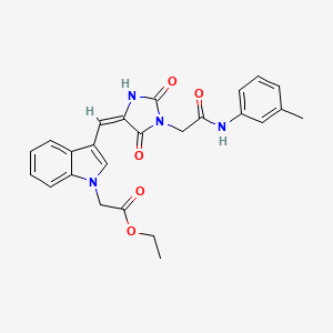 ethyl {3-[(E)-(1-{2-[(3-methylphenyl)amino]-2-oxoethyl}-2,5-dioxoimidazolidin-4-ylidene)methyl]-1H-indol-1-yl}acetate