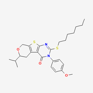 5-heptylsulfanyl-4-(4-methoxyphenyl)-12-propan-2-yl-11-oxa-8-thia-4,6-diazatricyclo[7.4.0.02,7]trideca-1(9),2(7),5-trien-3-one