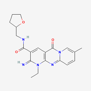 7-ethyl-6-imino-13-methyl-2-oxo-N-(oxolan-2-ylmethyl)-1,7,9-triazatricyclo[8.4.0.03,8]tetradeca-3(8),4,9,11,13-pentaene-5-carboxamide