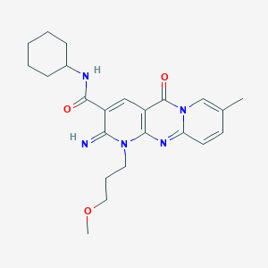 N-cyclohexyl-6-imino-7-(3-methoxypropyl)-13-methyl-2-oxo-1,7,9-triazatricyclo[8.4.0.03,8]tetradeca-3(8),4,9,11,13-pentaene-5-carboxamide