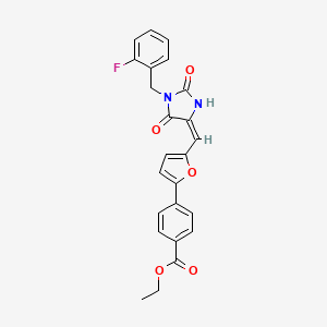 ethyl 4-(5-{(E)-[1-(2-fluorobenzyl)-2,5-dioxoimidazolidin-4-ylidene]methyl}furan-2-yl)benzoate