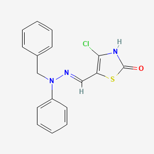 (E)-5-((2-benzyl-2-phenylhydrazono)methyl)-4-chlorothiazol-2(3H)-one